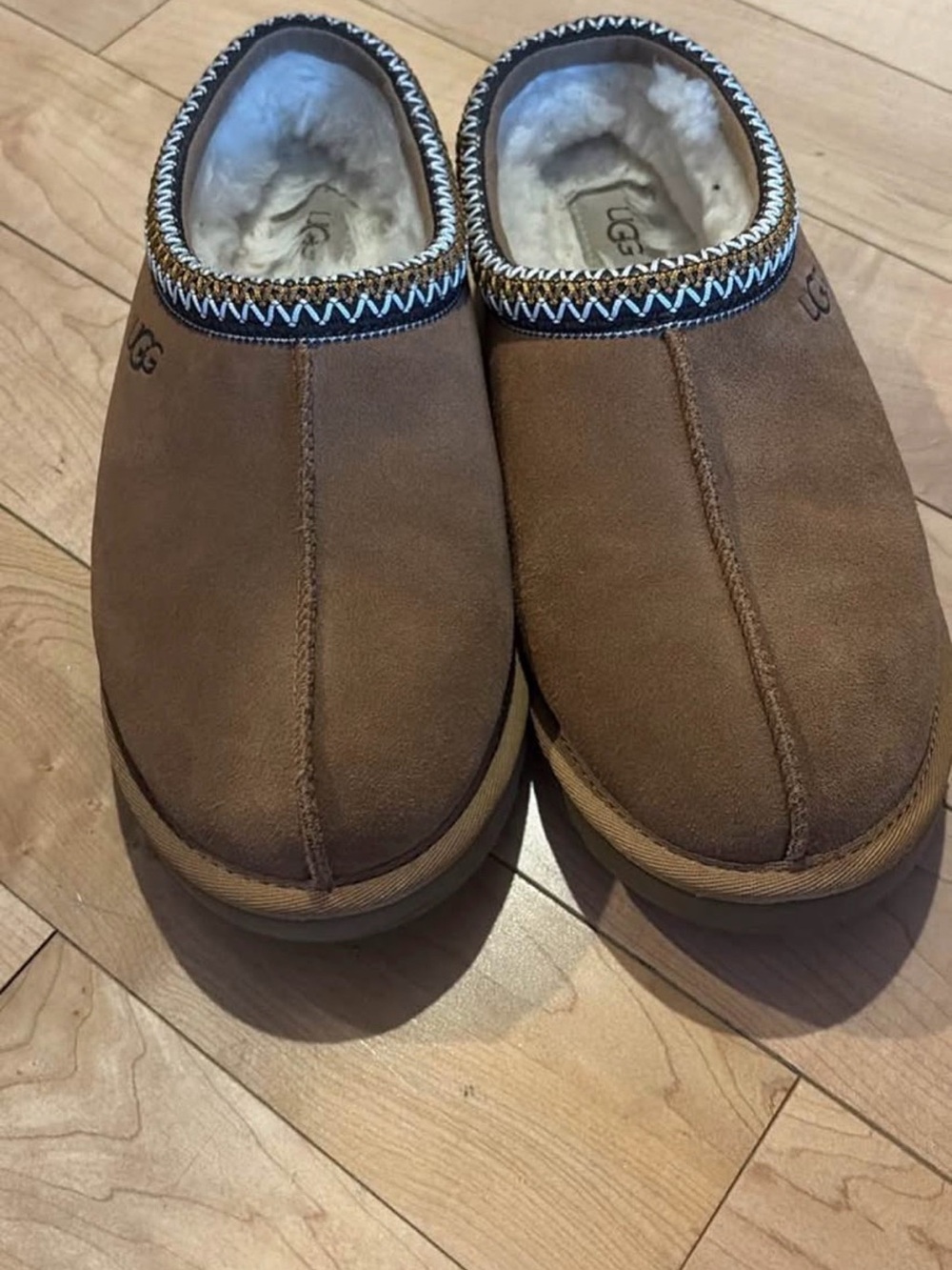 UGG Men’s Chestnut Suede Slip-On Clog with Shearling Collar